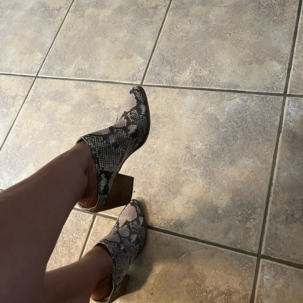 Dolce Vita Snake-Print Ankle Booties in Black and Tan